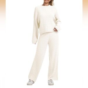 Cozy Cream Cable Knit Sweater and Pants Set